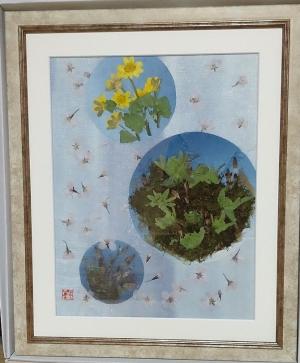 教育会館展示　押し花作品1