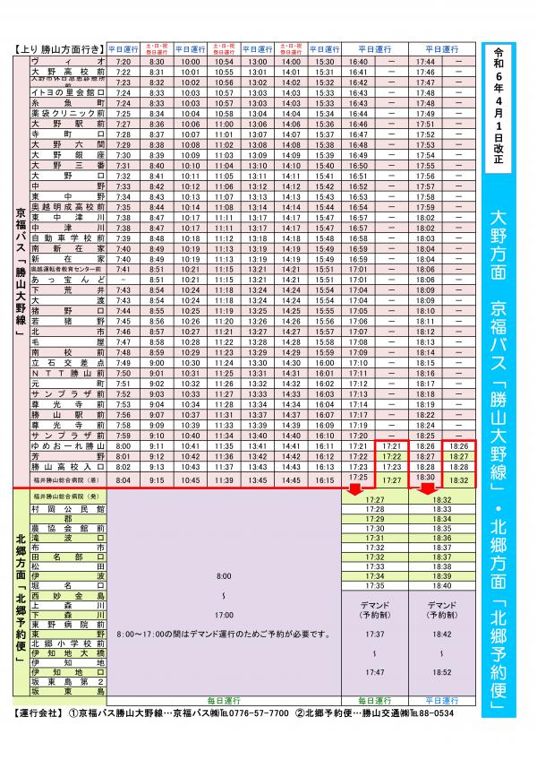 勝山大野線上り